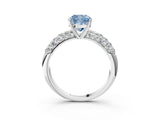 White gold Fancy Blue Cushion  Diamond Pavé Band Solitaire Ring with Four-Prong Setting_52