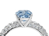 White gold Fancy Blue Cushion  Diamond Pavé Band Solitaire Ring with Four-Prong Setting_53