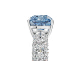White gold Fancy Blue Cushion  Diamond Pavé Band Solitaire Ring with Four-Prong Setting_54