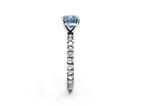 White gold Fancy Blue Cushion  Diamond Pavé Band Solitaire with Four-Prong Setting_212