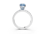 White gold Fancy Blue Cushion  Diamond Pavé Band Solitaire with Four-Prong Setting_212