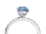 White gold Fancy Blue Cushion  Diamond Pavé Band Solitaire with Four-Prong Setting_217