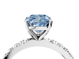 White gold Fancy Blue Cushion  Diamond Pavé Band Solitaire with Four-Prong Setting_230