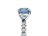 White gold Fancy Blue Cushion  Diamond Pavé Band Solitaire with Four-Prong Setting_231