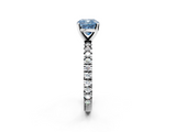 White gold Fancy Blue Cushion  Diamond Pavé Band Solitaire with Four-Prong Setting_232