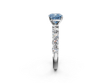 White gold Fancy Blue Cushion  Diamond Pavé Band Solitaire with Four-Prong Setting_5