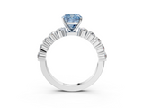 White gold Fancy Blue Cushion  Diamond Pavé Band Solitaire with Four-Prong Setting_6