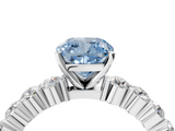 White gold Fancy Blue Cushion  Diamond Pavé Band Solitaire with Four-Prong Setting_7