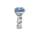 White gold Fancy Blue Cushion  Diamond Pavé Band Solitaire with Four-Prong Setting_8