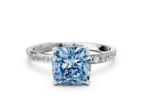 White gold Fancy Blue Cushion  Diamond Pavé Band with Six-Prong Setting_27