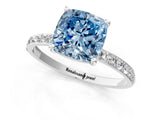 White gold Fancy Blue Cushion  Diamond Pavé Band with Six-Prong Setting_28