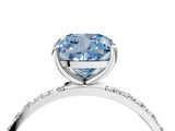 White gold Fancy Blue Cushion  Diamond Pavé Band with Six-Prong Setting_31
