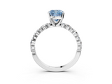 White gold Fancy Blue Cushion  Diamond Prong Set Engagement Ring with Pave Band_207