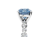 White gold Fancy Blue Cushion  Diamond Prong Set Engagement Ring with Pave Band_208