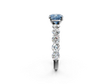 White gold Fancy Blue Cushion  Diamond Prong Setting with Side Stones on a Pave Band_145