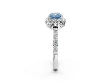 White gold Fancy Blue Cushion  Diamond Solitaire Ring with Shared Prong Pavé Band_14