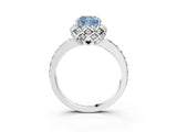 White gold Fancy Blue Cushion  Diamond Solitaire Ring with Shared Prong Pavé Band_15