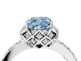 White gold Fancy Blue Cushion  Diamond Solitaire Ring with Shared Prong Pavé Band_16