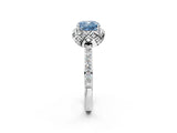 White gold Fancy Blue Cushion  Diamond Solitaire Ring with Shared Prong Pavé Band_80