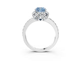 White gold Fancy Blue Cushion  Diamond Solitaire Ring with Shared Prong Pavé Band_81