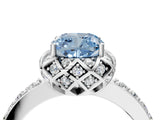 White gold Fancy Blue Cushion  Diamond Solitaire Ring with Shared Prong Pavé Band_83