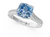 White gold Fancy Blue Cushion  Diamond Solitaire with Pave Band and Six-Prong Setting_21