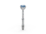White gold Fancy Blue Cushion  Diamond Solitaire with Pave Band and Six-Prong Setting_22