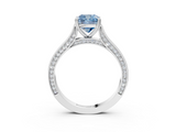 White gold Fancy Blue Cushion  Diamond Solitaire with Pave Band and Six-Prong Setting_23
