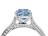 White gold Fancy Blue Cushion  Diamond Solitaire with Pave Band and Six-Prong Setting_24