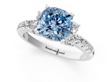 White gold Fancy Blue Cushion  Diamond Three-Stone Pave Band with Four-Prong Setting_20