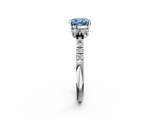 White gold Fancy Blue Cushion  Diamond Three-Stone Pave Band with Four-Prong Setting_22
