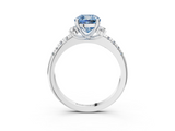 White gold Fancy Blue Cushion  Diamond Three-Stone Pave Band with Four-Prong Setting_23