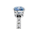 White gold Fancy Blue Cushion  Diamond Three-Stone Pave Band with Four-Prong Setting_25