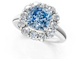 White gold Fancy Blue Cushion  Halo Cluster Diamond Engagement Ring with Prong Setting and Polished Band_40