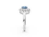 White gold Fancy Blue Cushion  Halo Cluster Diamond Engagement Ring with Prong Setting and Polished Band_41