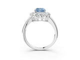 White gold Fancy Blue Cushion  Halo Cluster Diamond Engagement Ring with Prong Setting and Polished Band_42