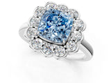 White gold Fancy Blue Cushion  Halo Cluster Diamond Engagement Ring with Solitaire Band and Prong Setting_50