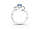 White gold Fancy Blue Cushion  Halo Cluster Diamond Engagement Ring with Solitaire Band and Prong Setting_52