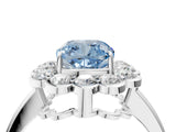 White gold Fancy Blue Cushion  Halo Cluster Diamond Engagement Ring with Solitaire Band and Prong Setting_53