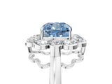 White gold Fancy Blue Cushion  Halo Cluster Diamond Engagement Ring with Solitaire Band and Prong Setting_54