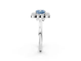 White gold Fancy Blue Cushion  Halo Diamond Cluster Engagement Ring with Milgrain Bezel Setting and Solitaire Band_53
