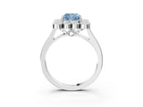 White gold Fancy Blue Cushion  Halo Diamond Cluster Engagement Ring with Milgrain Bezel Setting and Solitaire Band_54