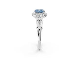 White gold Fancy Blue Cushion  Halo Diamond Engagement Ring with Filigree Band and Four-Prong Setting_107