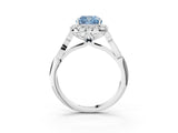 White gold Fancy Blue Cushion  Halo Diamond Engagement Ring with Filigree Band and Four-Prong Setting_108