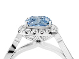 White gold Fancy Blue Cushion  Halo Diamond Engagement Ring with Filigree Band and Four-Prong Setting_109