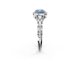 White gold Fancy Blue Cushion  Halo Diamond Engagement Ring with Intricate Filigree Band and Four-Prong Setting_39