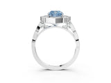White gold Fancy Blue Cushion  Halo Diamond Engagement Ring with Milgrain Band and Four-Prong Setting_69