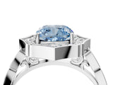 White gold Fancy Blue Cushion  Halo Diamond Engagement Ring with Milgrain Band and Four-Prong Setting_70