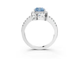 White gold Fancy Blue Cushion  Halo Diamond Engagement Ring with Pavé Band and Four-Prong Setting_72