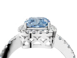White gold Fancy Blue Cushion  Halo Diamond Engagement Ring with Pavé Band and Four-Prong Setting_73